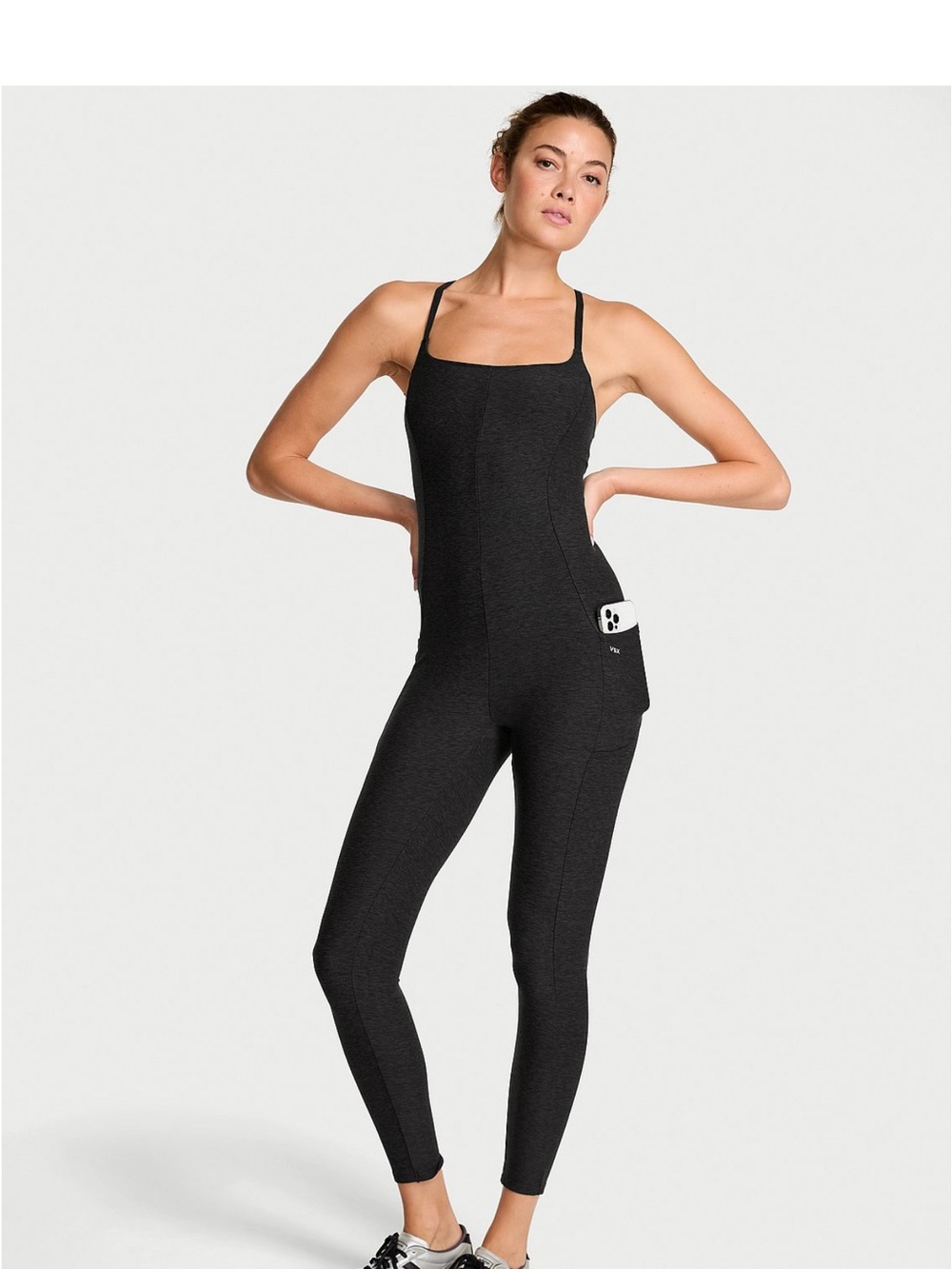 Victoria's Secret Black Slim-Strap Athletic Jumpsuit